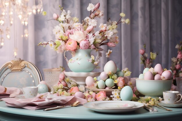 Elegant easterthemed table setting with fine china 00255 03