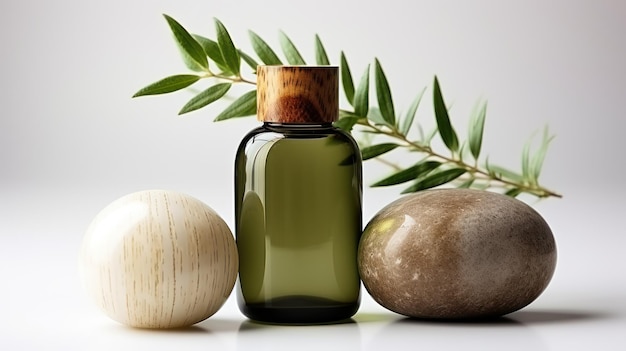 Elegant EcoFriendly Glass Skincare Bottle with Natural Ingredients AI Generated