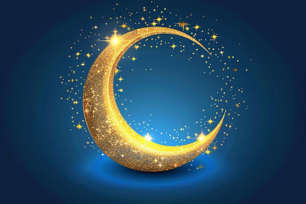 Photo elegant eid mubarak festive background with golden crescent design