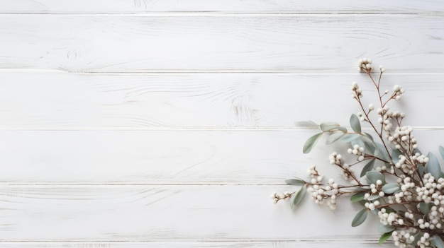 Elegant Eucalyptus Leaves Still Life On White Wood Background