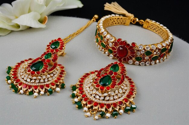 Elegant Fashion Jewelry Set with Earrings amp Tikka