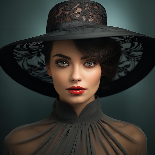 An elegant fashionista wears a fashionable hat Generative Ai