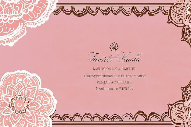 Elegant Fassi Henna Wedding Invitation in Pink Moroccan Charm