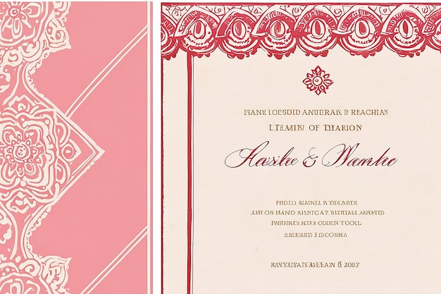 Elegant Fassi Henna Wedding Invitation in Pink Moroccan Charm