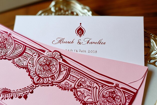 Elegant Fassi Henna Wedding Invitation in Pink Moroccan Charm