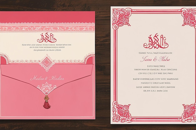 Foto elegante invito al matrimonio fassi henna in fascino rosa marocchino