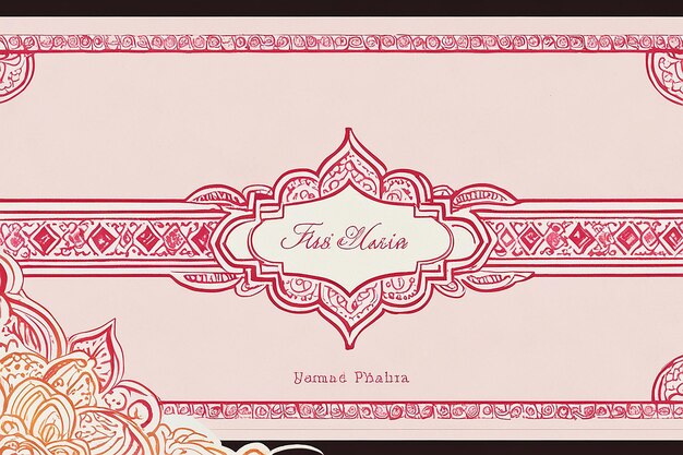 Photo elegant fassi henna wedding invitation in pink moroccan charm