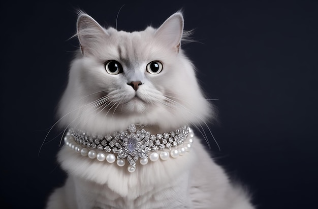 Foto elegante gatto con perle