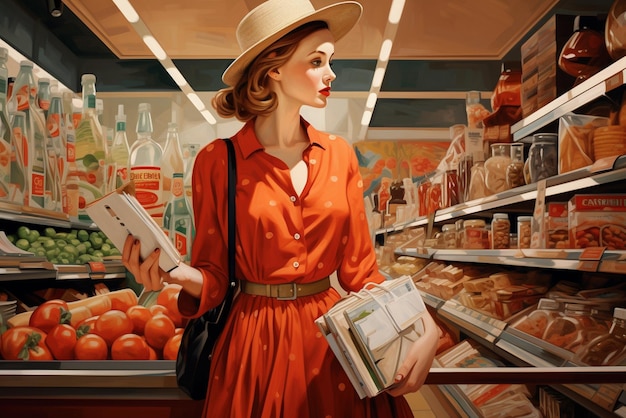 Photo elegant female grocery shopping