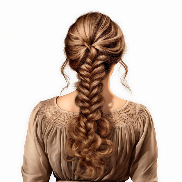 Photo elegant fishtail braid for women braided hairstyle caramel highlight creative concept idea design