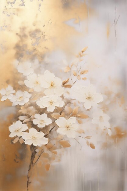 Elegant floral art on golden abstract background