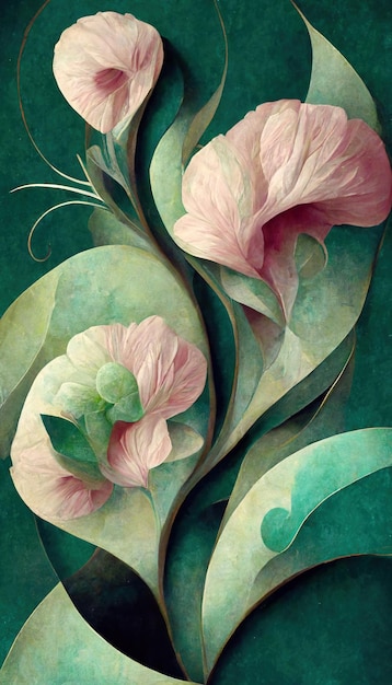 Elegant floral background in Art Nouveau style Retro decorative flower design