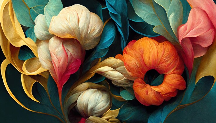 Photo elegant floral background in baroque style retro decorative flower art design digital illustration