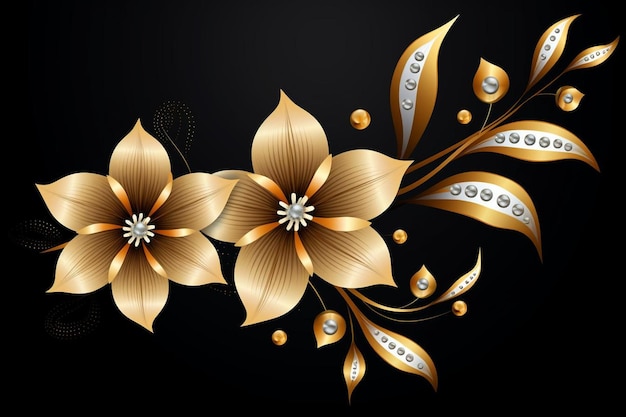 Элегантный цветочный фон с золотыми цветами
