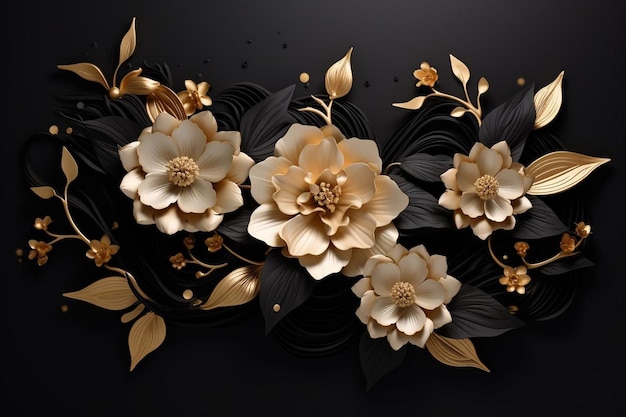 Elegant floral background with golden flowers