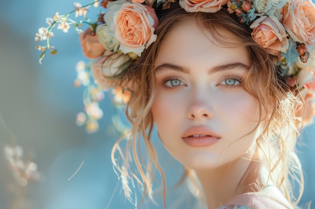 Elegant floral crown gracing a young beauty