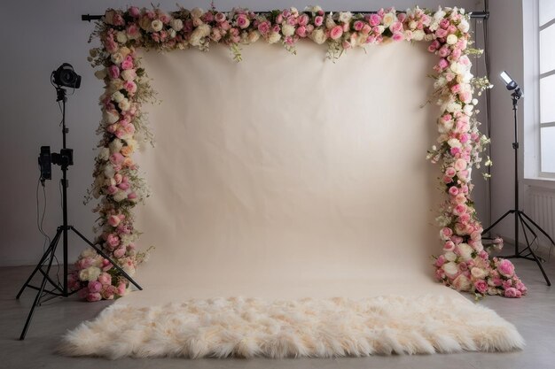 Photo elegant floral photo booth backdrop