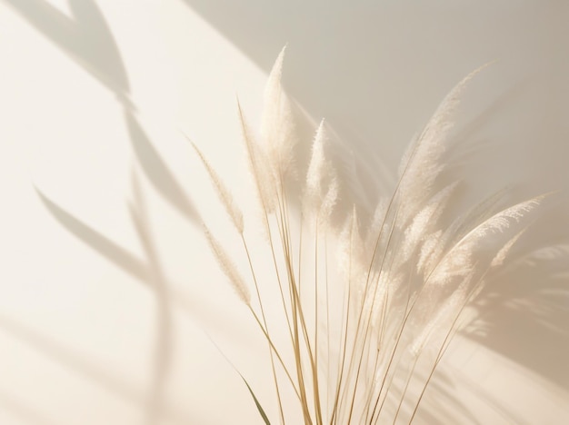 Photo elegant floral sunlight shadow of meadow spikes