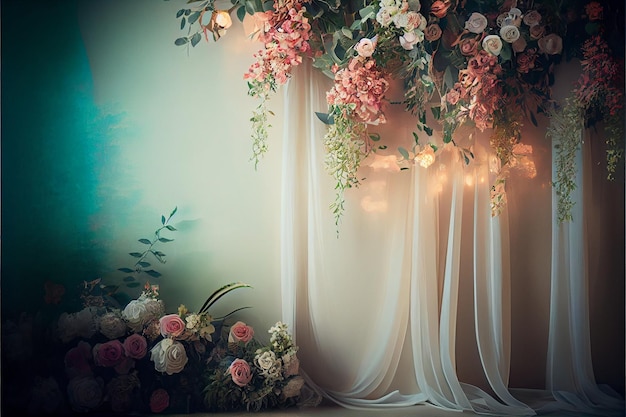 Elegant Floral Wedding Backdrop Wallpaper
