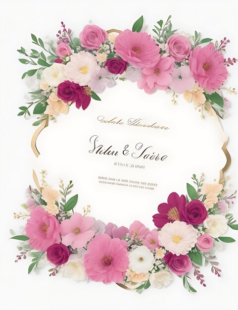 Elegant Floral Wreath Wedding Invitation Template