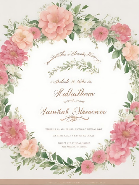 Elegant Floral Wreath Wedding Invitation Templates