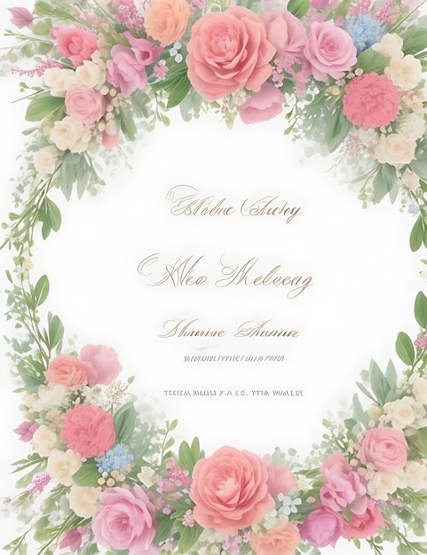 Elegant Floral Wreath Wedding Invitation