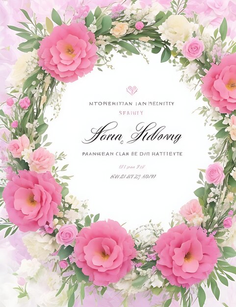 Elegant Floral Wreath Wedding Invitation