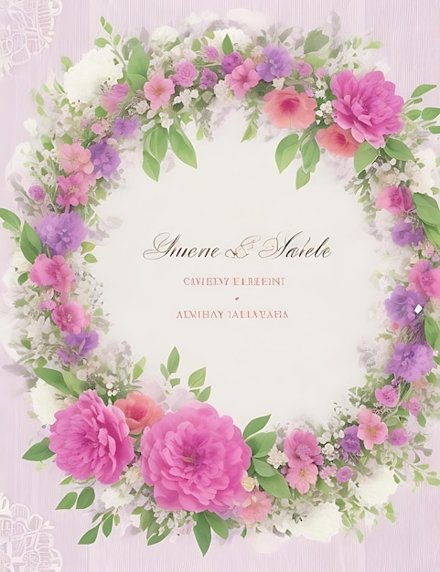 Elegant Floral Wreath Wedding Invitation