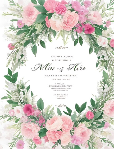 Elegant Floral Wreath Wedding Invitation