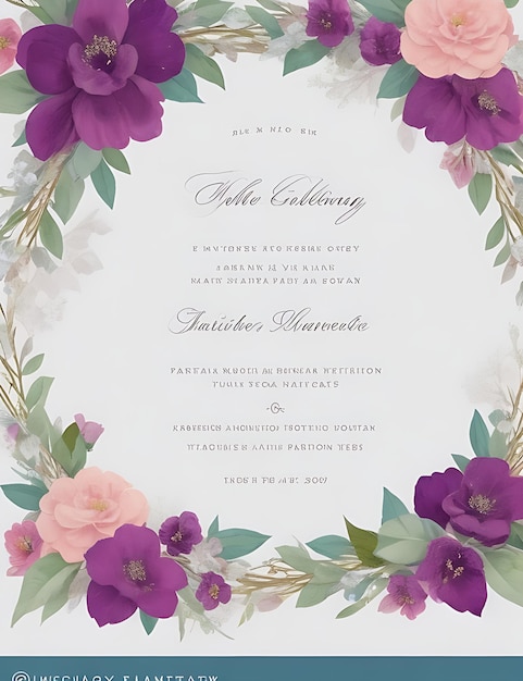 Elegant Floral Wreath Wedding Invitation