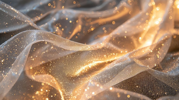 写真 elegant flow of sparkling fabrics a mesmerizing spectacle of illuminated textiles in graceful waves