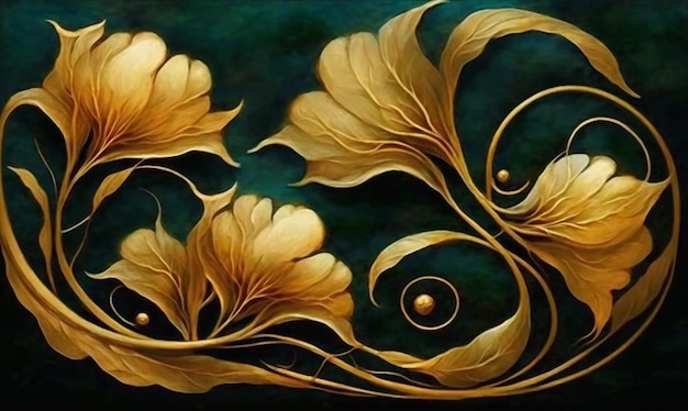 Elegant flower background in renaissance style abstract floral art design restoring ancient ways