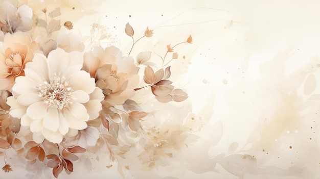 Elegant flower with watercolor style for background and invitation wedding card AI generated image