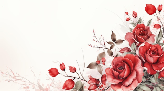 Elegant flower with watercolor style for background and invitation wedding card AI generated image