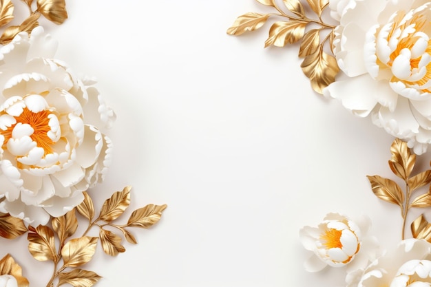 elegant flowers on white with copy space