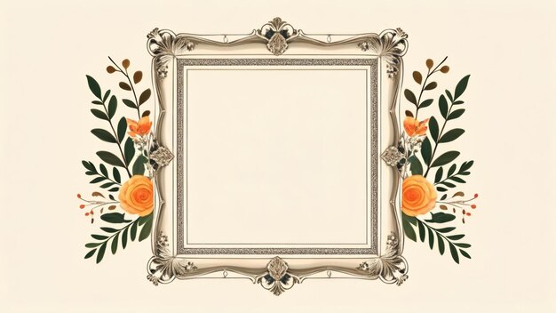 Photo elegant frame with floral decoration