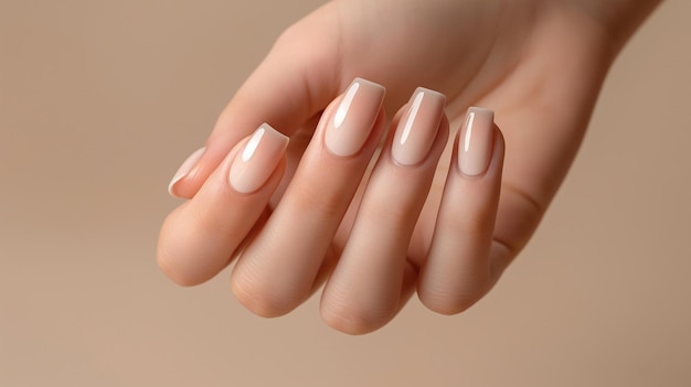Elegant French Manicure on Delicate Female Hand
