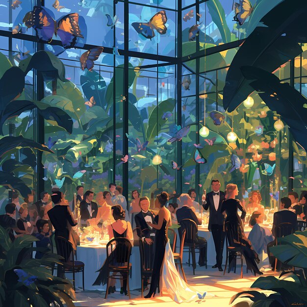 Photo elegant gala in butterfly conservatory illustration for stock image