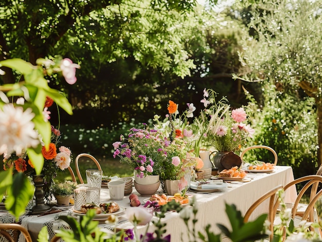Фото Элегантные садовые вечеринки смех цветы и деликатесы