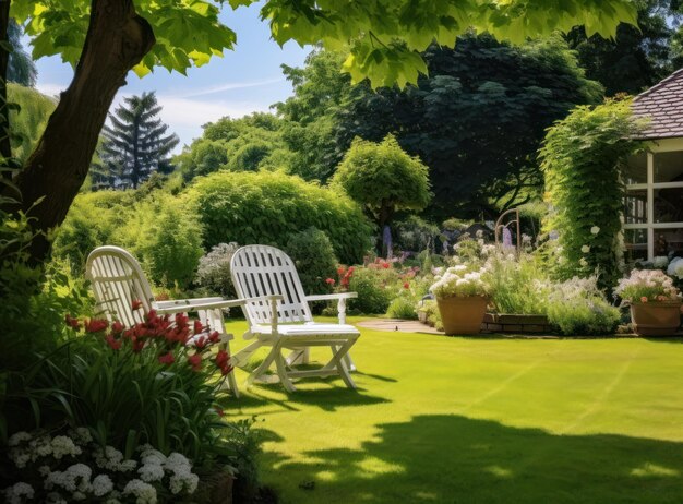 Элегантный сад для отдыха летом