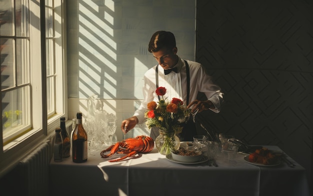 Elegant Gastronomy A Handsome Chef's Frenchinspired Kitchen Affair Captured on Kodak Porta 600