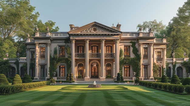 Photo an elegant georgian mansion symmetrical background