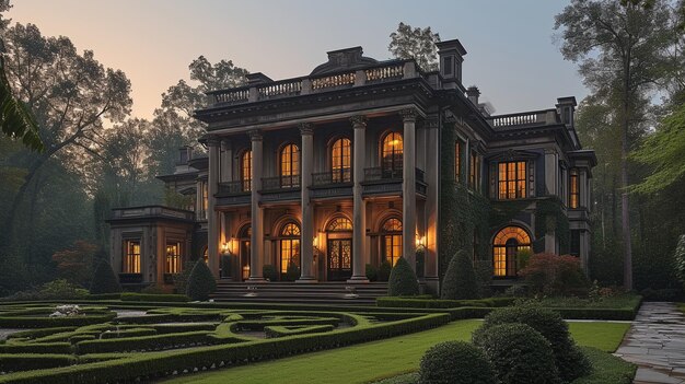 Photo an elegant georgian mansion symmetrical wallpaper