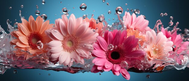 Foto l'elegante gerbera fiorisce in acqua