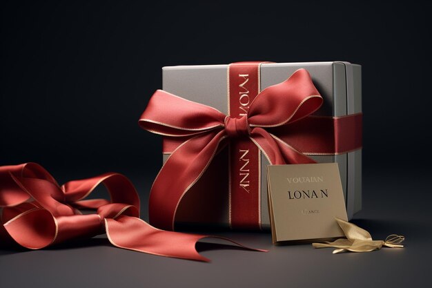 Elegant gift box with a ribbon and a tag reading Generative ai