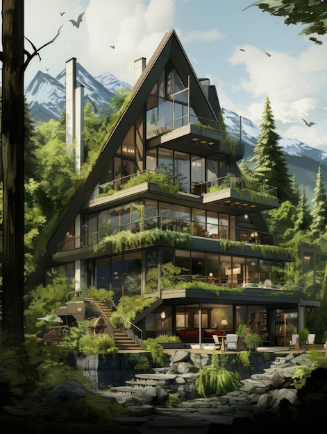 Elegant Glamping Villa A Modern Luxury Exterior Generative AI