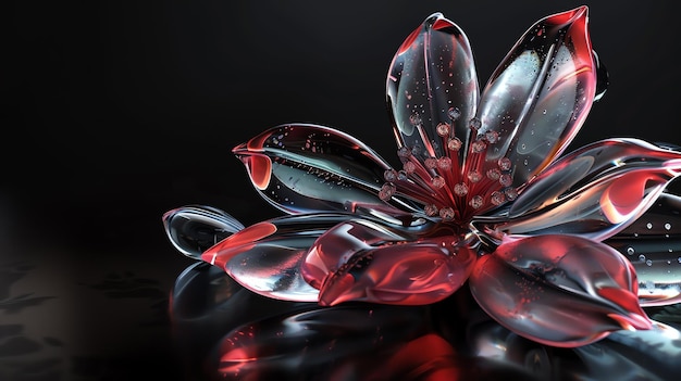 Elegant glass flower 3D rendering