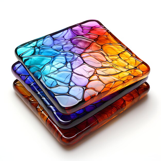 Foto elegant glass mosaic coasters materiale di vetro artigianale vibrant col concetto creativo idea design