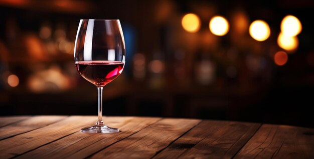 Elegant glass of red wine on blurred bar background Wine industry concept Generative AI