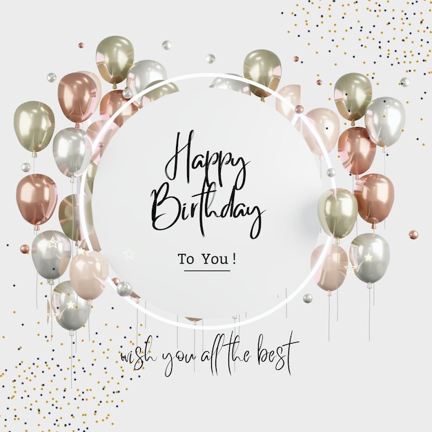 Elegant gold balloon decoration for happy birthday Instagram post 1